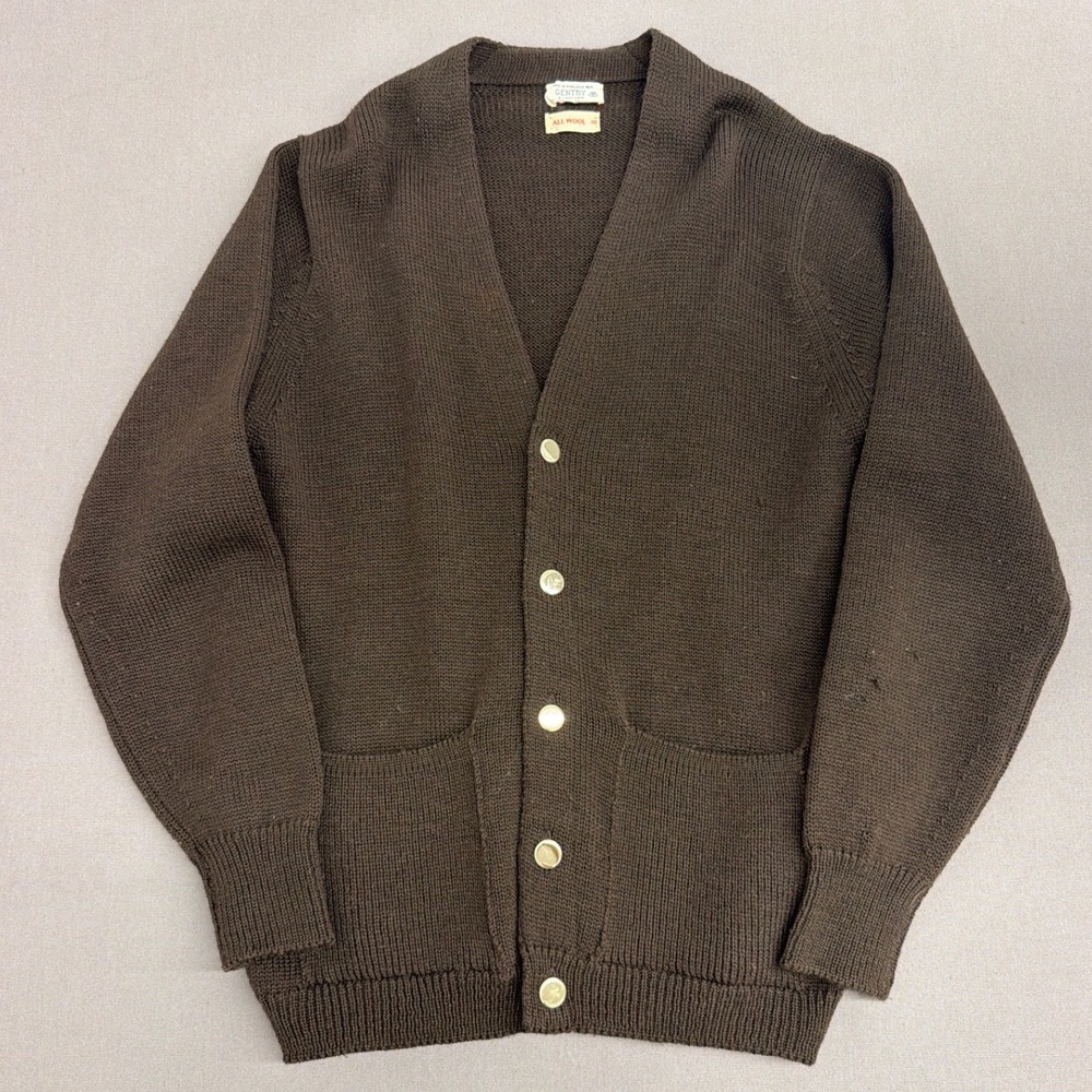 Vintage Alan Paine Gentry Allentown Brown Wool Cardigan Sweater Mens 40 England